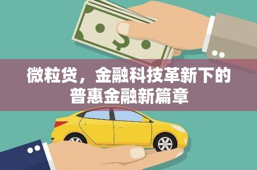 秀峰微粒贷，金融科技革新下的普惠金融新篇章