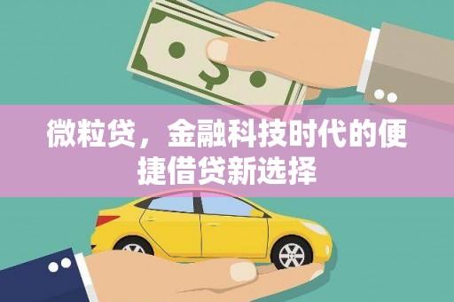 秀峰微粒贷，金融科技时代的便捷借贷新选择